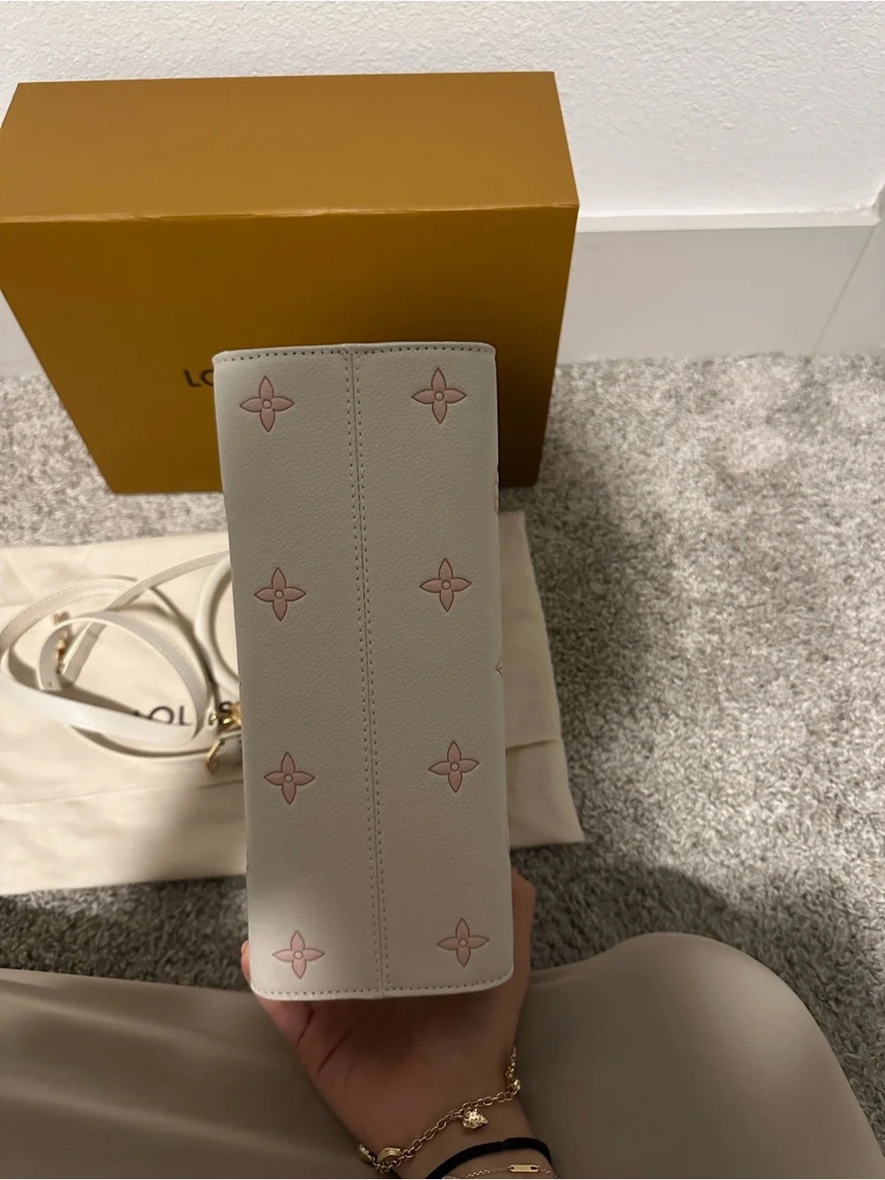 Cream and Pink Monogram Tote - Picture 9 of 9